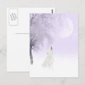 Witte wolf briefkaart (Voorkant / Achterkant)