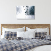Witte wolf canvas afdruk (Insitu (Slaapkamer))