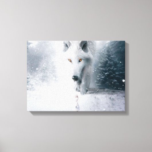Witte wolf canvas afdruk (Voorkant)
