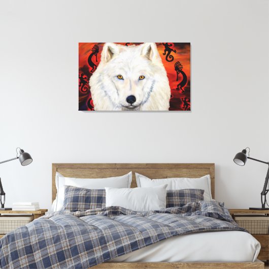 Witte Wolf Canvas Afdruk (Insitu (Slaapkamer))