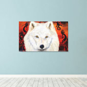 Witte Wolf Canvas Afdruk (Insitu (Houten vloer))