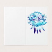 Witte Wolf Dreamcatcher Paarse Blauwe Bloemen Kaart (Buitenkant ongevouwen)
