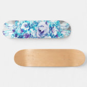 Witte Wolf Dreamcatcher Paarse Blauwe Bloemen Persoonlijk Skateboard (Horizontaal)