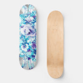Witte Wolf Dreamcatcher Paarse Blauwe Bloemen Persoonlijk Skateboard (Voorkant)