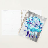 Witte Wolf Dreamcatcher Paarse Blauwe Bloemen Planner (Display)