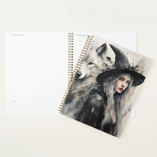 Witte wolf en heks planner (Display)