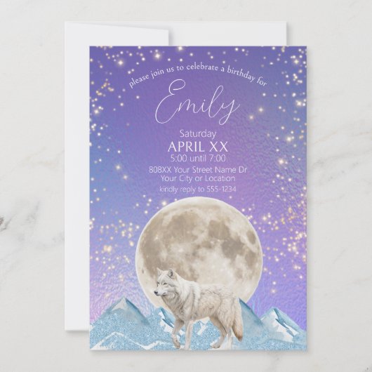 Witte Wolf en Maan Noorderlicht Kaart (Voorkant)