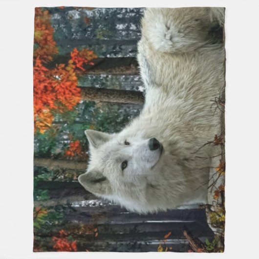 WITTE WOLF FLEECE DEKEN (Voorkant)