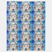 Witte Wolf Fleece Deken (Voorkant)