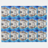 Witte Wolf Fleece Deken (Voorkant (Horizontaal))