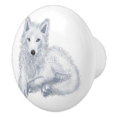 Witte Wolf Geest Dier Keramische Knop (Rechts)