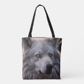 Witte wolf gezicht, tote bag (Achterkant)