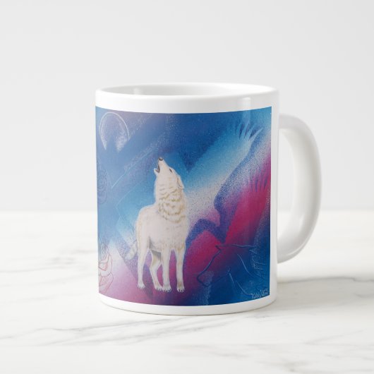 witte wolf grote koffiekop (Voorkant rechts)