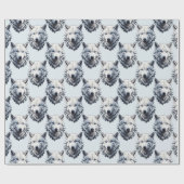 Witte Wolf Hoofd Patroon Ontwerp - Wit Cadeaupapier (Vlak)