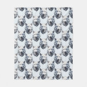 Witte Wolf Hoofd Patroon Ontwerp - Wit Fleece Deken (Voorkant)
