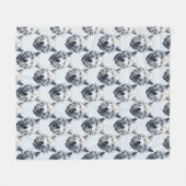 Witte Wolf Hoofd Patroon Ontwerp - Wit Fleece Deken (Voorkant (Horizontaal))
