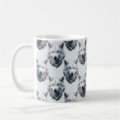 Witte Wolf Hoofd Patroon Ontwerp - Wit Koffiemok (Links)