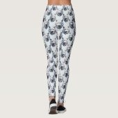 Witte Wolf Hoofd Patroon Ontwerp - Wit Leggings (Achterkant)