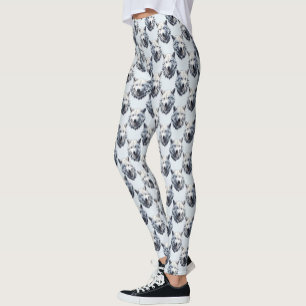 Witte Wolf Hoofd Patroon Ontwerp - Wit Leggings