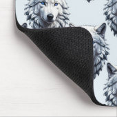 Witte Wolf Hoofd Patroon Ontwerp - Wit Muismat (Hoek)