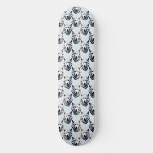 Witte Wolf Hoofd Patroon Ontwerp - Wit Persoonlijk Skateboard (Voorkant)