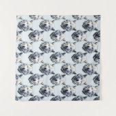 Witte Wolf Hoofd Patroon Ontwerp - Wit Wandkleed (Voorkant (horizontaal))