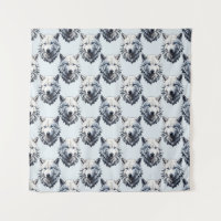 Witte Wolf Hoofd Patroon Ontwerp - Wit