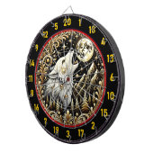 Witte wolf huilt onder gloeiende maan dartbord (Voorkant Rechts)