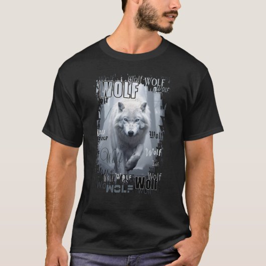 Witte wolf i t-shirt (Voorkant)