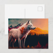 Witte Wolf in de Berg op zonsopgang Briefkaart (Voorkant / Achterkant)