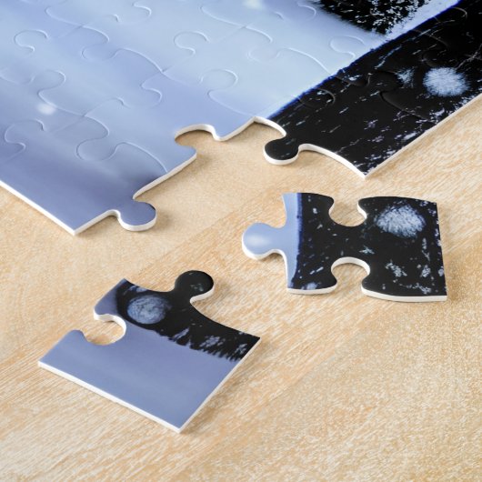 Witte wolf in de sneeuw legpuzzel (Zijkant)