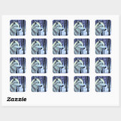Witte wolf in de sneeuw vierkante sticker (Vel)