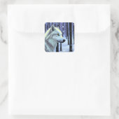Witte wolf in de sneeuw vierkante sticker (Tas)