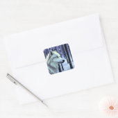 Witte wolf in de sneeuw vierkante sticker (Envelop)