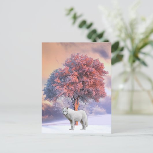 Witte Wolf in de winter | BRIEFKAART (Staand voorkant)