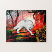 Witte wolf in een verre plaats legpuzzel (Horizontaal)