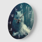 Witte wolf in het nachtbos grote klok (Hoek)