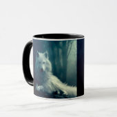 Witte wolf in het nachtbos mok (Voorkant links)