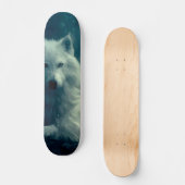 Witte wolf in het nachtbos persoonlijk skateboard (Voorkant)