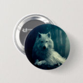 Witte wolf in het nachtbos ronde button 5,7 cm (Voorkant /achterkant)