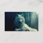 Witte wolf in het nachtbos visitekaartje (Achterkant)