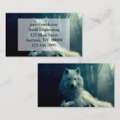 Witte wolf in het nachtbos visitekaartje (Voorkant / Achterkant)