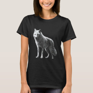 Witte Wolf in Pixels Dierlijke Kunst Motief Wolf T-shirt