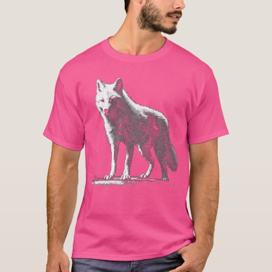 Witte wolf in pixels Dierlijke kunst Motief Wolf T-shirt (Voorkant)