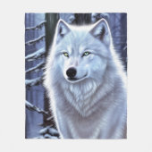 Witte wolf in Snowy Forest Blanket Fleece Deken (Voorkant)