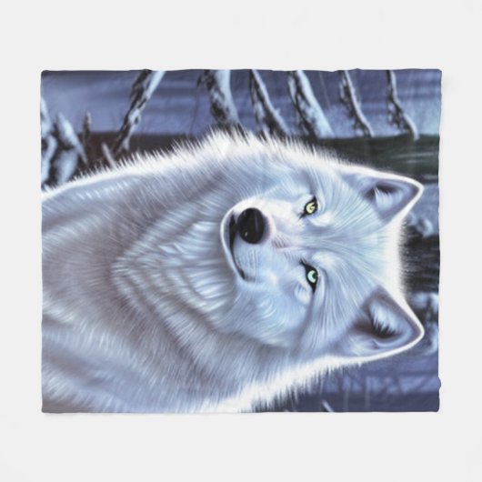 Witte wolf in Snowy Forest Blanket Fleece Deken (Voorkant (Horizontaal))