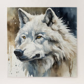 Witte wolf in Waterverf Legpuzzel (Verticaal)