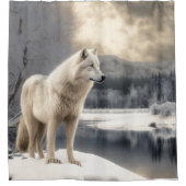 Witte wolf in Winter Douchegordijn (Voorkant)