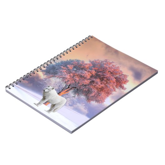 Witte wolf in Winter | Spiraal Notitieboek (Linkerzijde)