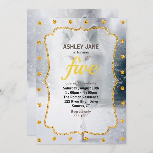 Witte wolf kaart (Voorkant / Achterkant)